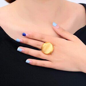 Gold and Silver Statement Rings, Chunky Band Signet Plated Rings Wide Metal